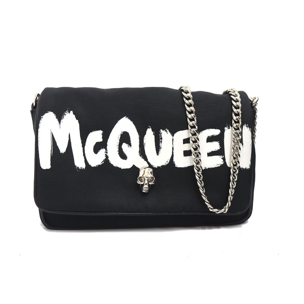 Alexander Mcqueen/アレキサンダーマックイーン/666120/スカルショルダーバッグ/チェーンショルダー/ナイロンバッグ/コンパクト/レディース/ブラック/c25-3940/デイリーユース/日常使い